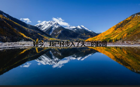 如今, 我已经步入了大三的校园