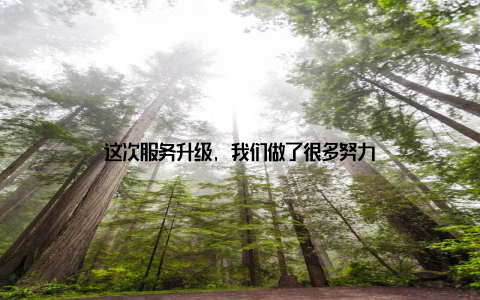 这次服务升级, 我们做了很多努力