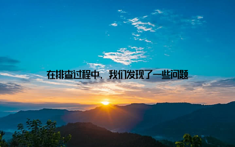 在排查过程中, 我们发现了一些问题