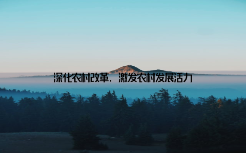 深化农村改革, 激发农村发展活力